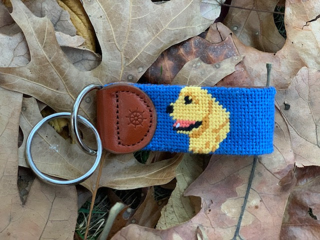 Chocolate Lab Needlepoint Key Fob